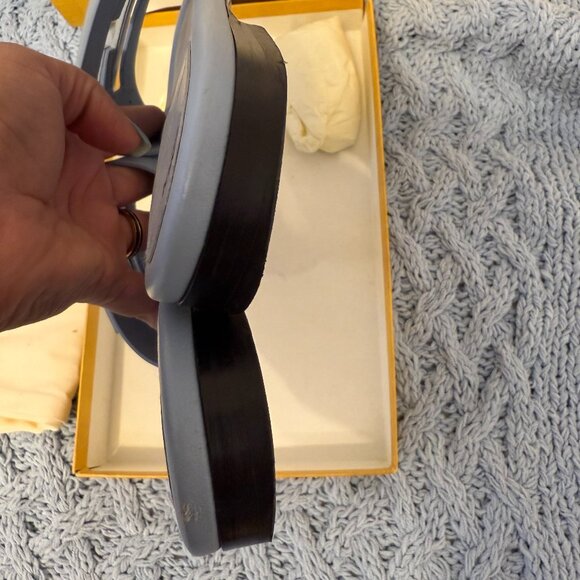 Fendi Baguette Blue Leather Sandals Authentic - Picture 3 of 6